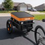 VEVOR Bike Cargo Trailer 100 lbs 2-in-1 Pushcart Heavy-Duty Bicycle Wagon, Cart with Waterproof Cover, 7 in & 16 in Wheels, Reflector, Carbon Steel Frame, Fits 22-28 in Bike Wheels, for Carrying Cargo