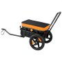 VEVOR Bike Cargo Trailer 100 lbs 2-in-1 Pushcart Heavy-Duty Bicycle Wagon, Cart with Waterproof Cover, 7 in & 16 in Wheels, Reflector, Carbon Steel Frame, Fits 22-28 in Bike Wheels, for Carrying Cargo
