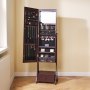 VEVOR Mirror Jewelry Cabinet, Standing Mirror with Storage, Lockable Jewelry Mirror Organizer with Full Length Mirror, Velvet Lining, Interior LED Light, Drawer, Freestanding Jewelry Armoire, Brown
