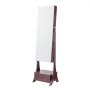 VEVOR Mirror Jewelry Cabinet, Standing Mirror with Storage, Lockable Jewelry Mirror Organizer with Full Length Mirror, Velvet Lining, Interior LED Light, Drawer, Freestanding Jewelry Armoire, Brown