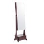 VEVOR Mirror Jewelry Cabinet, Standing Mirror with Storage, Lockable Jewelry Mirror Organizer with Full Length Mirror, Velvet Lining, Interior LED Light, Drawer, Freestanding Jewelry Armoire, Brown