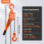 VEVOR Manual Lever Chain Hoist, 1-1/2 Ton 3300 lbs Capacity 20 FT Come Along, G80 Galvanized Carbon Steel with Weston Double-Pawl Brake,Auto Chain Leading & 360° Rotation Hook, for Garage Factory Dock