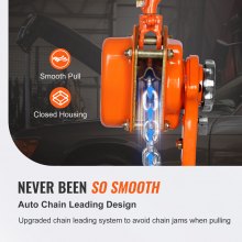 VEVOR Manual Lever Chain Hoist, 1-1/2 Ton 3300 lbs Capacity 20 FT Come Along, G80 Galvanized Carbon Steel with Weston Double-Pawl Brake,Auto Chain Leading & 360° Rotation Hook, for Garage Factory Dock