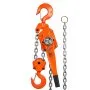 VEVOR manual lever chain hoist with orange housing, heavy-duty steel chain, and dual hooks.