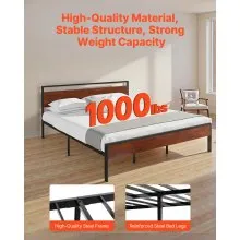 King Size Metal Platform Bed Frame with Headboard & Under-Bed Storage 14 Inch