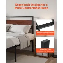 King Size Metal Platform Bed Frame with Headboard & Under-Bed Storage 14 Inch
