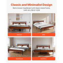 VEVOR King Size Metal Platform Bed Frame with Headboard & Under-Bed Storage 35cm