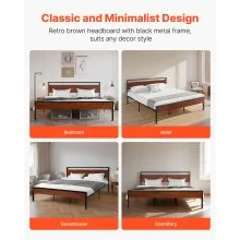 King Size Metal Platform Bed Frame with Headboard & Under-Bed Storage 14 Inch