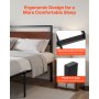 VEVOR Full Size Bed Frame, 14 Inch Black Metal Platform Bed Frame with Retro Brown Wooden Headboard and Footboard, Large Under-Bed Storage, Non-Slip Without Noise, No Box Spring Needed, Easy Assembly