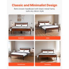 VEVOR Full Size Metal Platform Bed Frame with Headboard & Under-Bed Storage 14in