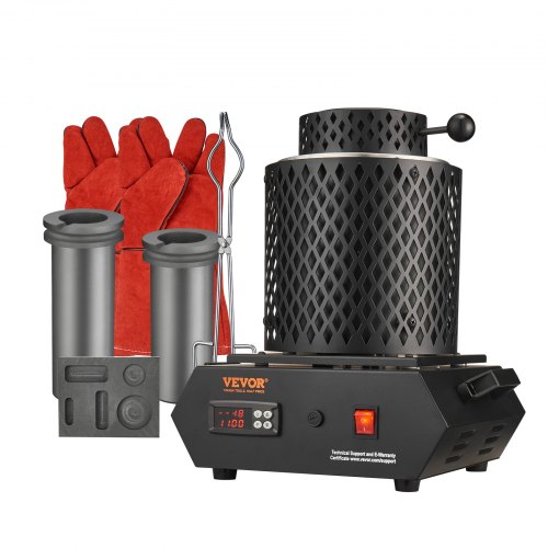 VEVOR Gold Melting Furnace, 1350W Electric Digital Smelting Furnace, 2102℉/1150℃ Electric Melting Furnace with 1kg and 3 kg Graphite Crucibles for Melting Gold, Silver, Copper, Aluminum