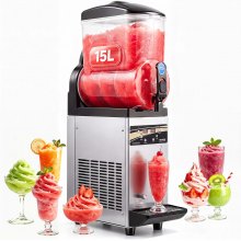 VEVOR Commercial Frozen Drink Maker, 15L Single Tank Slushy Machine, 60 Cups Stainless Steel Margarita Smoothie Frozen Drink Machine, Slushie Maker for Home Party Restaurants Cafe Bars