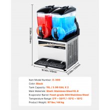 VEVOR Kommerciel Slushmaskine 15Lx2 Tank Margarita Smoothie Frosne Drikkemaskine