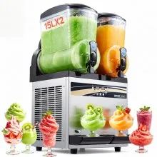 VEVOR Commercial Frozen Drink Maker, 15Lx2 Double Tank Slushy Machine, 120 Cups Stainless Steel Margarita Smoothie Frozen Drink Machine, Slushie Maker for Home Party Restaurants Cafe Bars