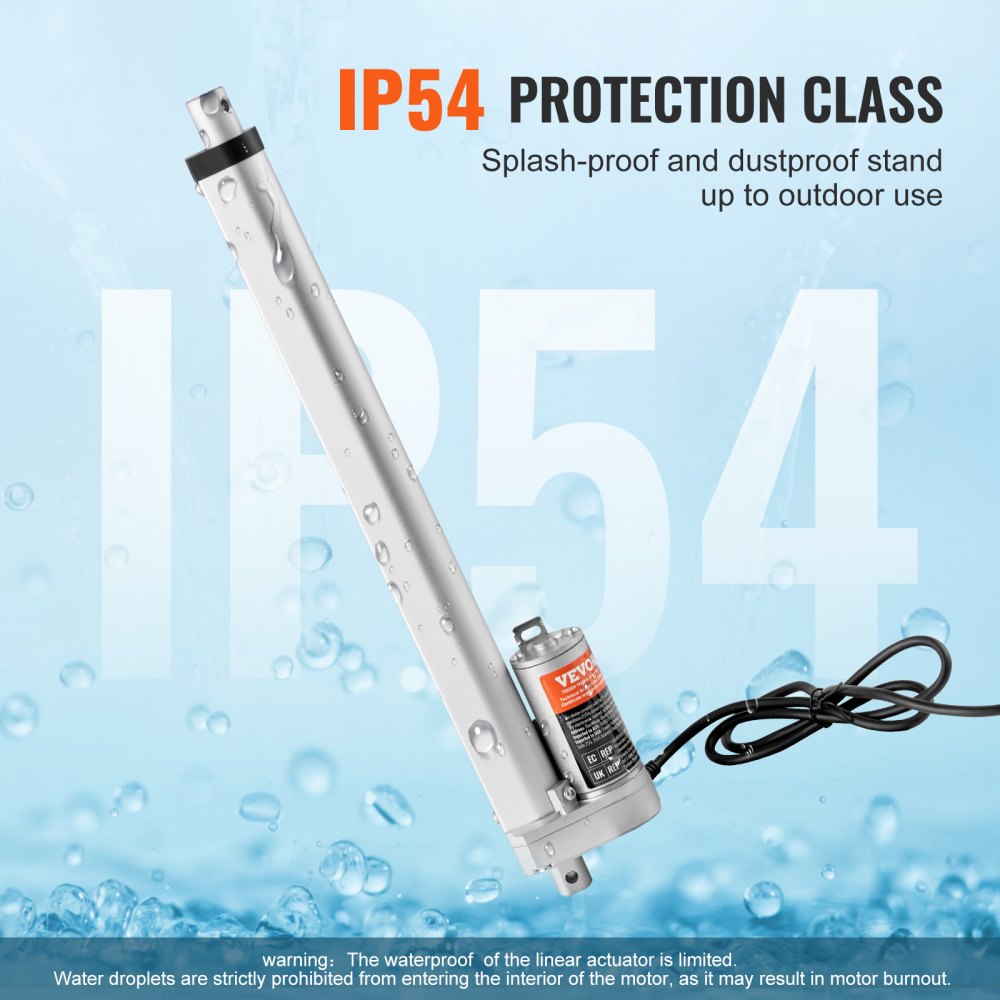 VEVOR Linear Actuator 12V, 12 Inch High Speed 0.55"/s Linear Actuator, 220lbs/1000N Linear Motion Actuator with Mounting Bracket and IP54 Protection