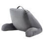 Almohada de lectura VEVOR, almohada de cama grande con espuma viscoelástica triturada, almohada de espalda con 3 bolsillos y tela corta de terciopelo lavable, parte superior con asa, para ver televisión, leer, jugar y descansar, gris