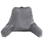 Almohada de lectura VEVOR, almohada de cama grande con espuma viscoelástica triturada, almohada de espalda con 3 bolsillos y tela corta de terciopelo lavable, parte superior con asa, para ver televisión, leer, jugar y descansar, gris