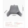 VEVOR Reading Pillow, Standard Size Bed Pillow with Shredded Memory Foam, Back Pillow with 3 Pockets and Washable Short Velvet Cloth, Top with Handle, for Watching TV, Reading, Gaming, Resting, Grey