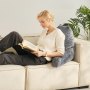 VEVOR Reading Pillow, Standard Size Bed Pillow with Shredded Memory Foam, Back Pillow with 3 Pockets and Washable Short Velvet Cloth, Top with Handle, for Watching TV, Reading, Gaming, Resting, Grey