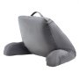 VEVOR Reading Pillow, Standard Size Bed Pillow with Shredded Memory Foam, Back Pillow with 3 Pockets and Washable Short Velvet Cloth, Top with Handle, for Watching TV, Reading, Gaming, Resting, Grey