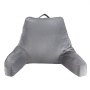 VEVOR Reading Pillow, Standard Size Bed Pillow with Shredded Memory Foam, Back Pillow with 3 Pockets and Washable Short Velvet Cloth, Top with Handle, for Watching TV, Reading, Gaming, Resting, Grey