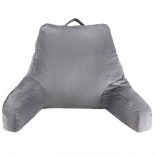 VEVOR Reading Pillow, Standard Size Bed Pillow with Shredded Memory Foam, Back Pillow with 3 Pockets and Washable Short Velvet Cloth, Top with Handle, for Watching TV, Reading, Gaming, Resting, Grey