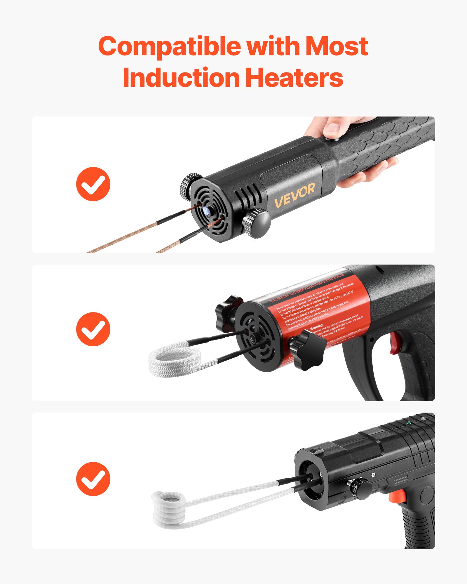 VEVOR 10Pcs Magnetic Induction Heater Coil, Inductor Heat Accessories, Mini Heater Coil Kit with Flexibility and Long Lifespan, for Removing Rusty Bolts and Nuts, 8 Coils + 1 U-Shaped + 1 Free Forming