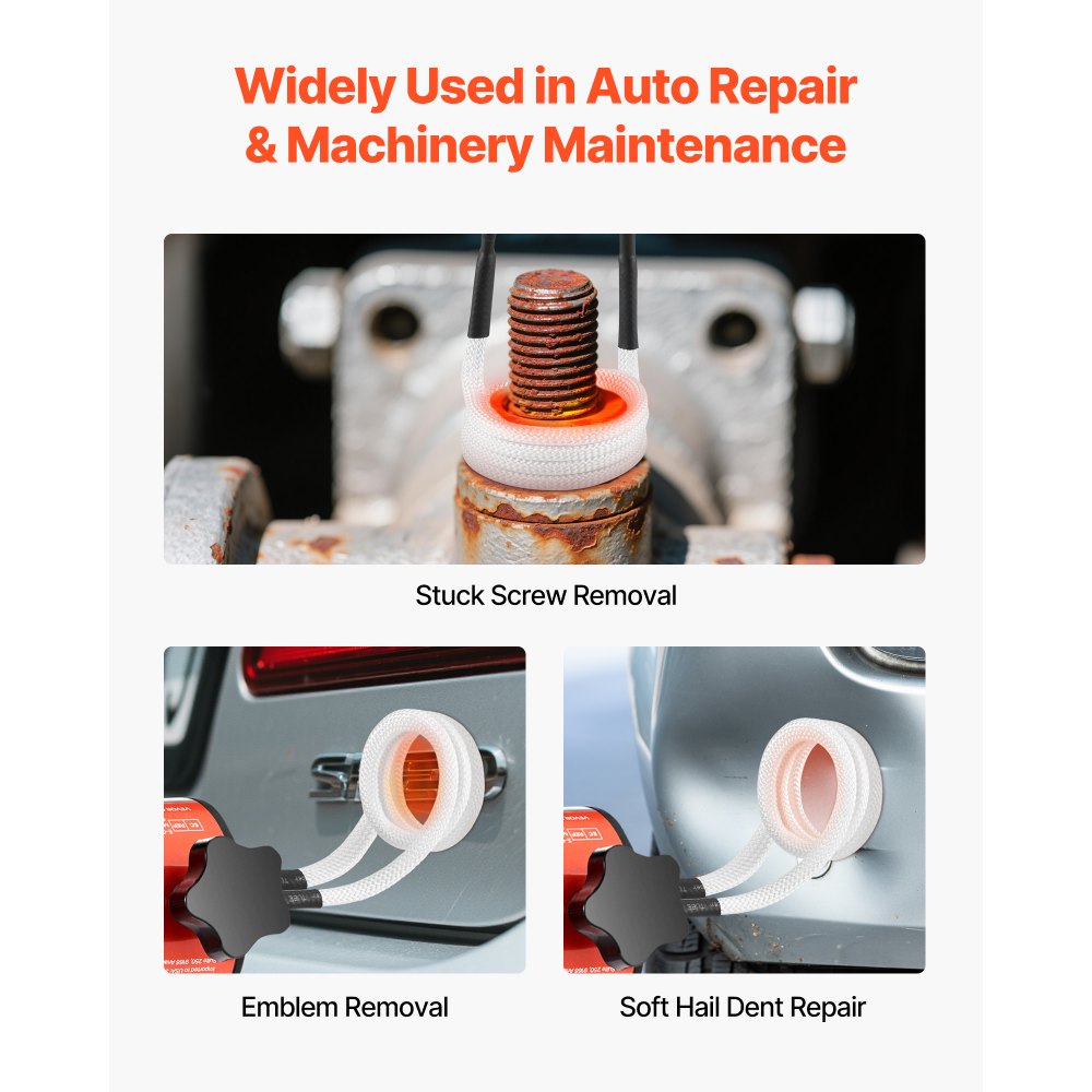 VEVOR Induction Heater Bolt Removal, 1500W 230V Magnetic Induction Heater Kit, Handheld Nut Buster Tool, Mini Heating Machine for Rusty Screw Removing, Car Garage Repairing Tools with 8 Coil and Box