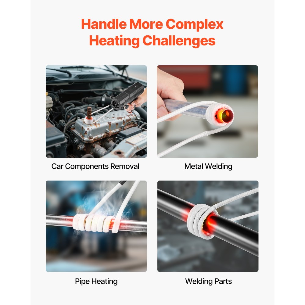 VEVOR Induction Heater Bolt Removal, 1800W 110V Magnetic Induction Heater Kit, Handheld Nut Buster Tool for Rusty Screw Removing, Car Garage Repairing Tools with 4 Coils and Box