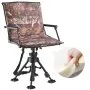 VEVOR Hunting Chair, 360° Silent Swivel, Foldable Portable Blind Chair, Heavy-Duty Steel Frame Ground Stool Seat, with Armrests, Cover, Anti-Sink Feet, Height Adjustable, 350 Lbs Capacity for Camping