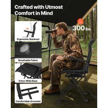 Hunting Chair 360° Swivel Silent Foldable Blind Chair Armrests Anti-Sink Feet