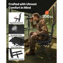 Hunting Chair 360° Swivel Silent Foldable Blind Chair Armrests Anti-Sink Feet