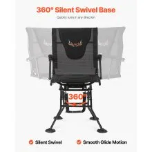 Hunting Chair 360° Swivel Silent Foldable Blind Chair Armrests Anti-Sink Feet