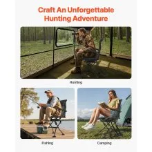 Hunting Chair 360° Swivel Silent Foldable Blind Chair Armrests Anti-Sink Feet