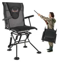 Hunting Chair 360° Swivel Silent Foldable Blind Chair Armrests Anti-Sink Feet