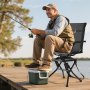 VEVOR Hunting Chair, 360° Silent Swivel, Foldable Lightweight Portable Blind Chair, Heavy-Duty Steel Frame Ground Stool Seat, with Armrest, Adjustable Carry Strap, 136 Kg Capacity for Fishing Camping