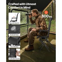 Hunting Chair 360° Swivel Silent Foldable Blind Chair with Armrests Steel Frame