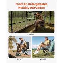 Hunting Chair 360° Swivel Silent Foldable Blind Chair with Armrests Steel Frame