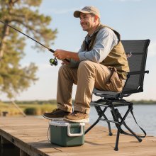 Hunting Chair 360° Swivel Silent Foldable Blind Chair with Armrests Steel Frame