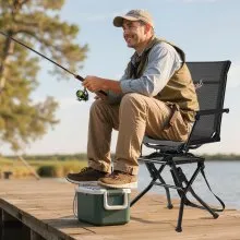 Hunting Chair 360° Swivel Silent Foldable Blind Chair with Armrests Steel Frame