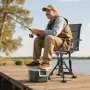 VEVOR Hunting Chair, 360° Silent Swivel, Foldable Portable Blind Chair, Heavy-Duty Steel Frame Ground Stool Seat with Armrests, Anti-Sink Feet, Height Adjustable, 158 Kg Capacity for Fishing Camping