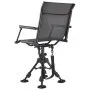 VEVOR Hunting Chair, 360° Silent Swivel, Foldable Portable Blind Chair, Heavy-Duty Steel Frame Ground Stool Seat with Armrests, Anti-Sink Feet, Height Adjustable, 158 Kg Capacity for Fishing Camping