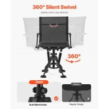 Hunting Chair 360° Swivel Silent Folding Blind Chair Adjustable Legs Armrests