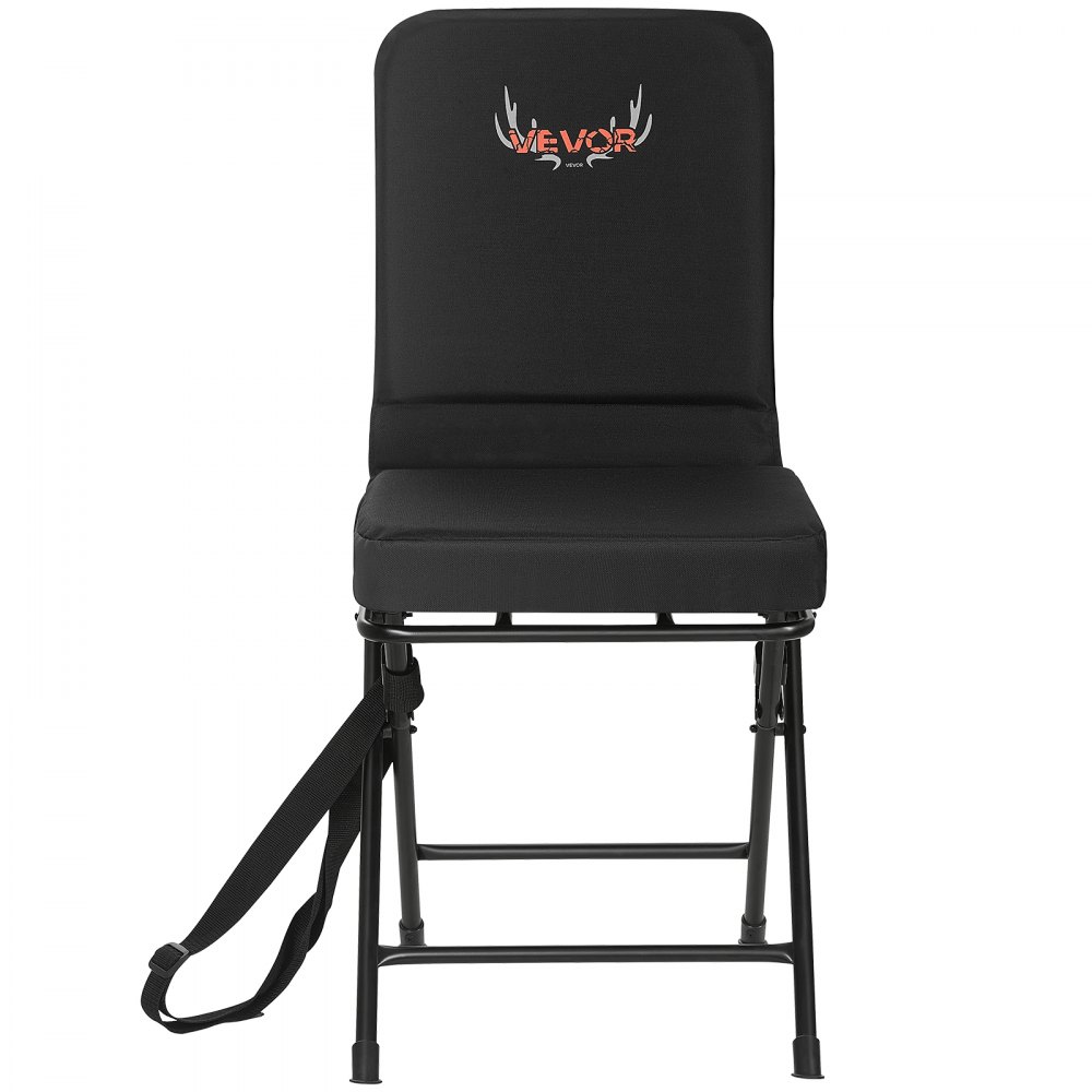 VEVOR Hunting Chair, 360° Silent Swivel, Foldable Lightweight Portable Blind Chair, Heavy-Duty Steel Frame Ground Stool Seat, with Adjustable Shoulder Strap, 136 Kg Capacity for Fishing, Camping