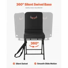 Hunting Chair 360° Swivel Silent Foldable Blind Chair with Steel Frame Backrest