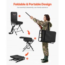 Hunting Chair 360° Swivel Silent Foldable Blind Chair with Steel Frame Backrest