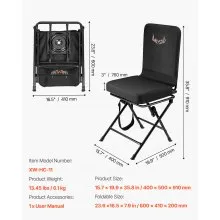 Hunting Chair 360° Swivel Silent Foldable Blind Chair with Steel Frame Backrest