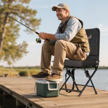 Hunting Chair 360° Swivel Silent Foldable Blind Chair with Steel Frame Backrest