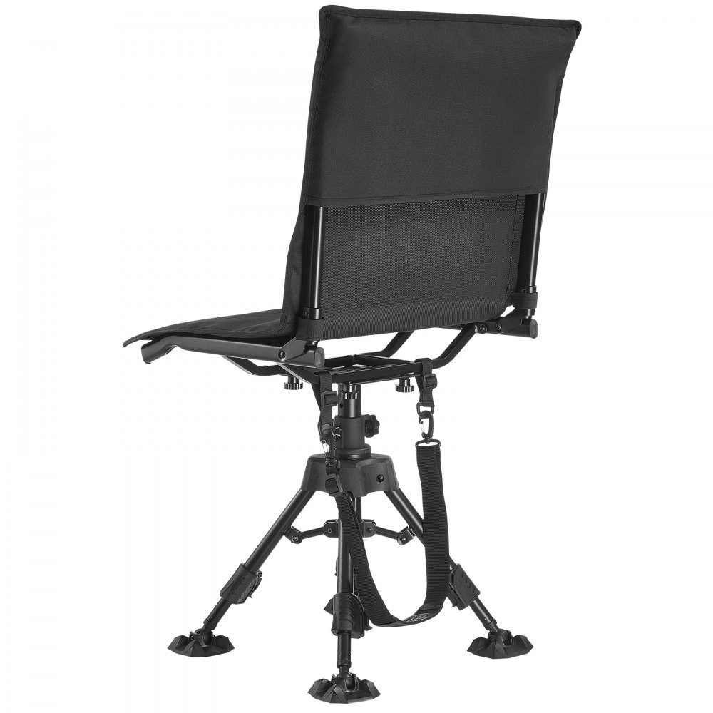 VEVOR Hunting Chair, 360° Silent Swivel, Foldable Portable Blind Chair, Heavy-Duty Steel Frame Ground Stool Seat, with Seat Cover, Anti-Sink Swivel Feet, Height Adjustable, 158 Kg Capacity for Fishing