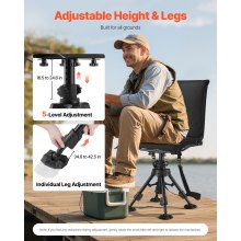 Hunting Chair 360° Swivel Silent Folding Blind Chair Adjustable Legs Seat Cover